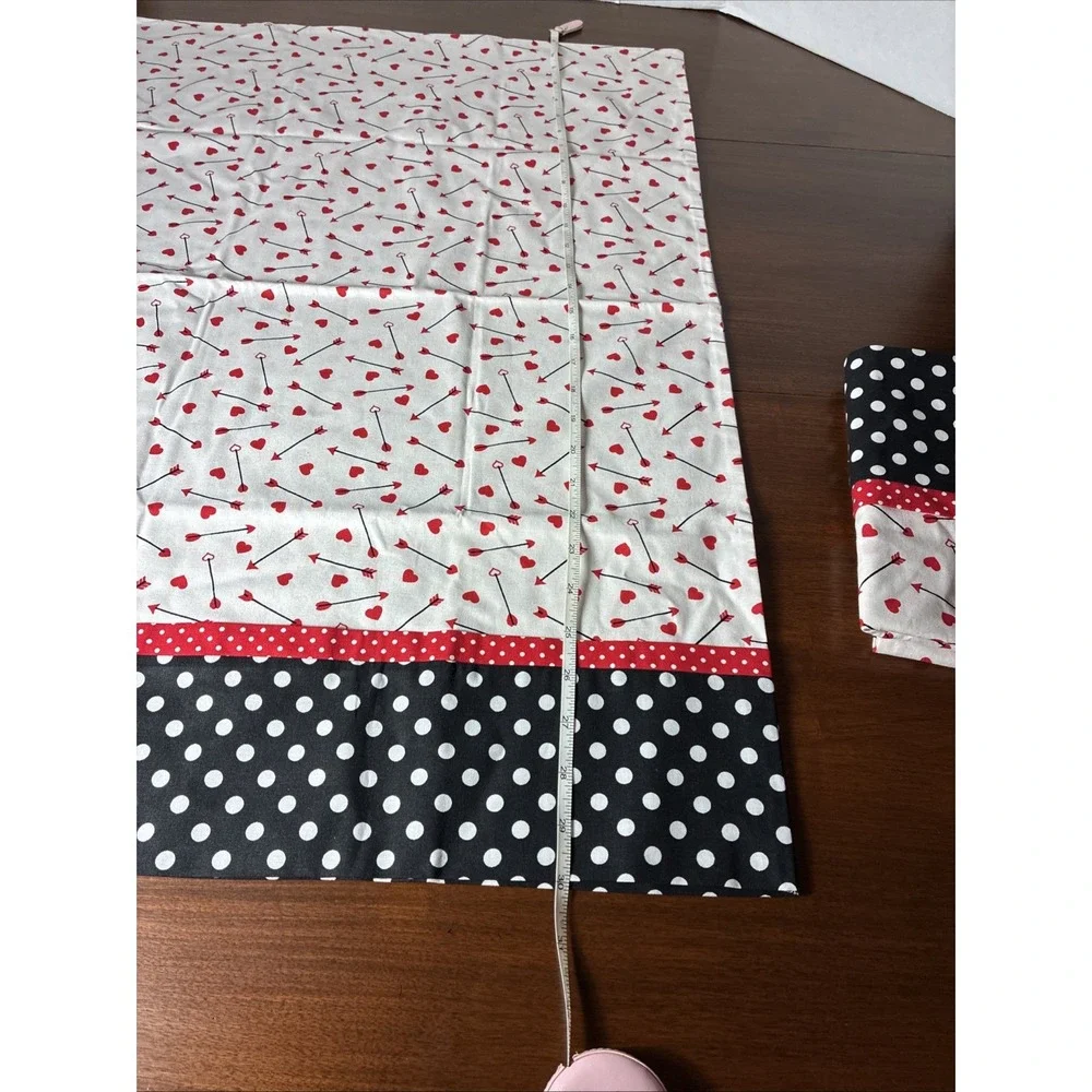 Valentine Hearts Red White Black Set of 2 Standard Pillowcases Homemade